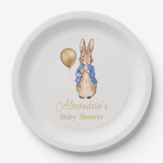 Personalize Peter the Rabbit Baby Shower Paper Plates (Front)