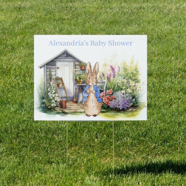 Personalize Peter the rabbit baby shower Sign (Insitu)