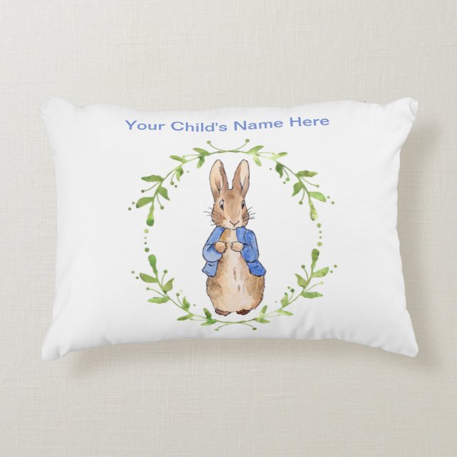 Personalize Peter the Rabbit Child's Name  Accent Pillow (Front)