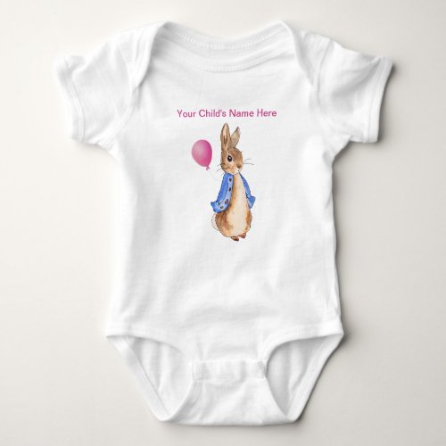 Personalize Peter the Rabbit Childs Name Baby Bodysuit
