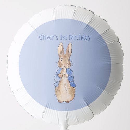 Personalize Peter the Rabbit first birthday blue Balloon