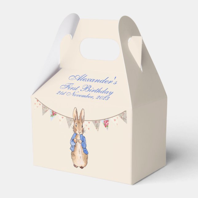 Personalize Peter the Rabbit First Birthday Favor Boxes (Front Side)