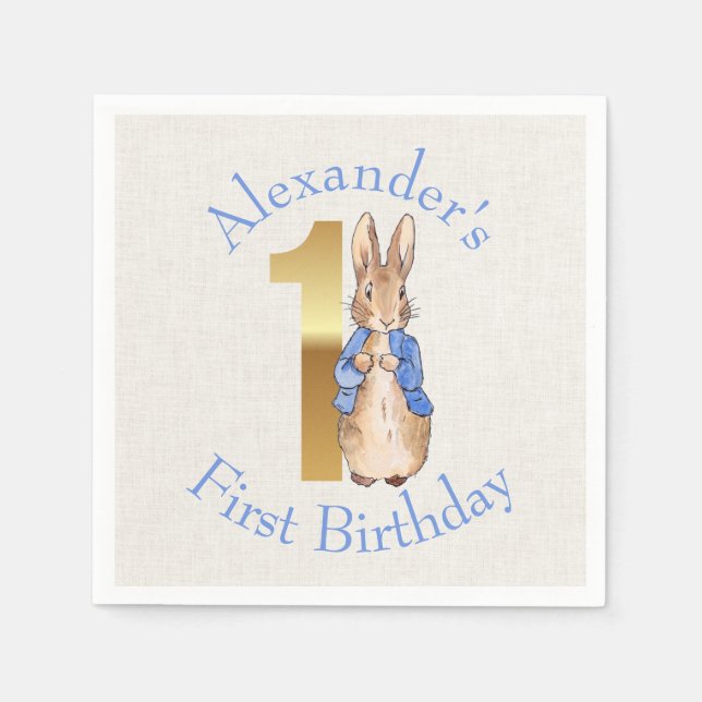 Personalize Peter the rabbit First birthday  Napkins (Front)