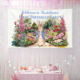 Personalize Peter the rabbit First Birthday Party Banner