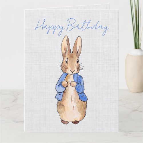 Personalize Peter the Rabbit Gray Linen  Thank You Card