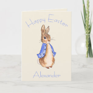 Personalize Peter the rabbit Happy Easter Card