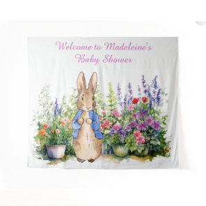 Personalize Peter the rabbit in garden baby shower Tapestry