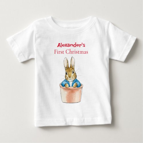 Personalize Peter the Rabbit Sitting Plant Pot   Baby T_Shirt