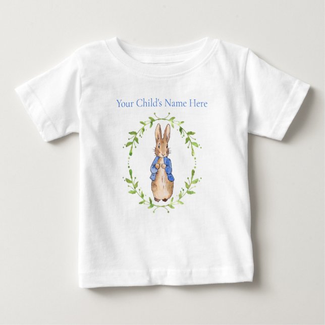  Personalize Peter the Rabbit with Child's Name Baby T-Shirt (Front)