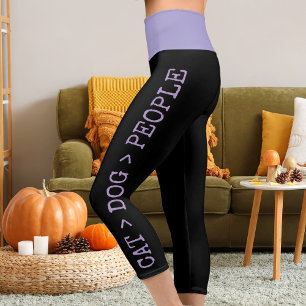 Personalize Pets Purple Black Grunge Edgy Look Fun Capri Leggings