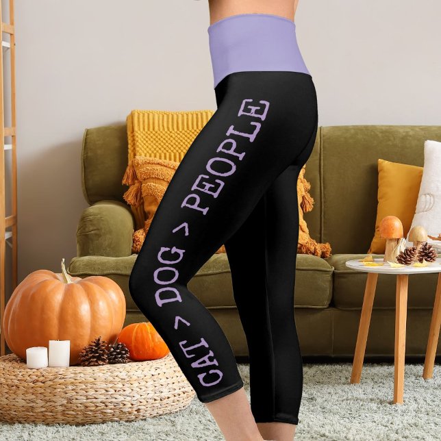 Personalize Pets Purple Black Grunge Edgy Look Fun Capri Leggings (Creator Uploaded)