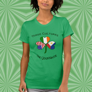 Personalize Philippines Ireland USA Shamrock Women T-Shirt