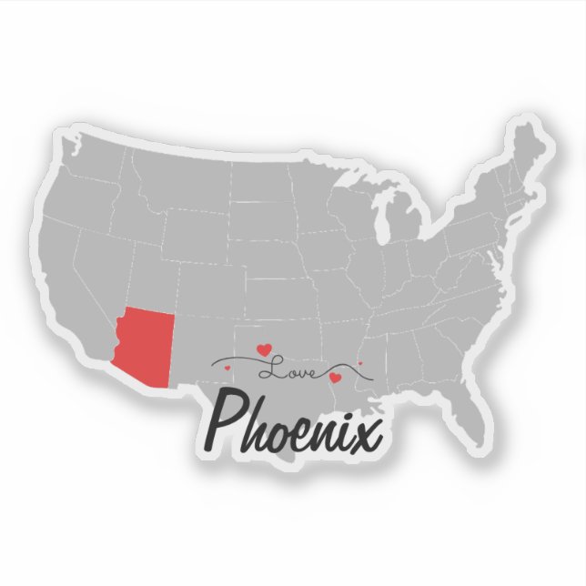 Personalize - Phoenix, Arizona Map US  Sticker (Front)