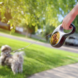 Personalize photo and dog name retractable pet leash