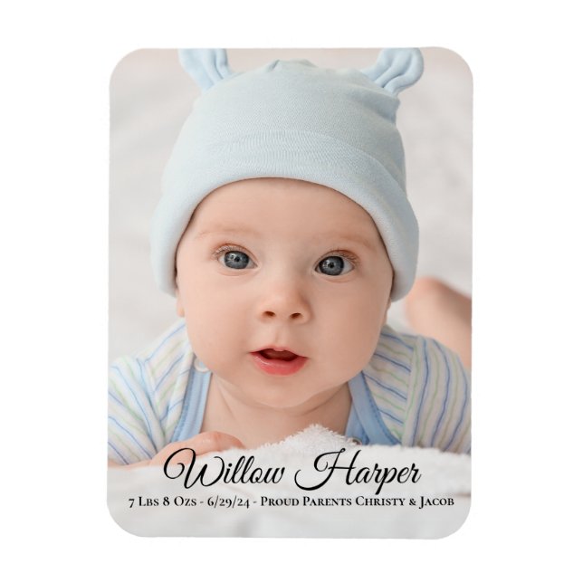 Personalize Photo Baby Birth Announcement Magnet (Vertical)