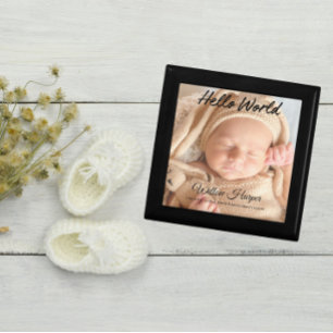 Personalize Photo Baby Birth Wood Keepsake Box