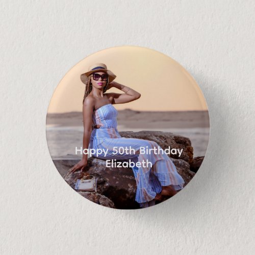 Personalize Photo Birthday Him Her  Button