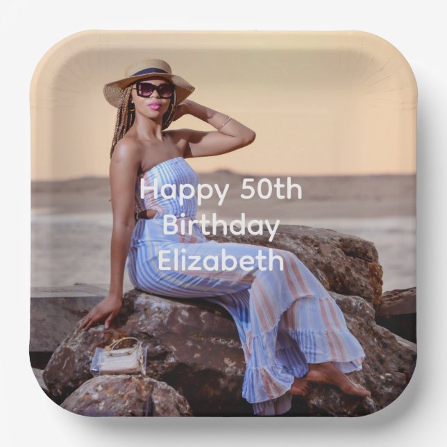 Personalize Photo Birthday His Her  Paper Plates (Front)