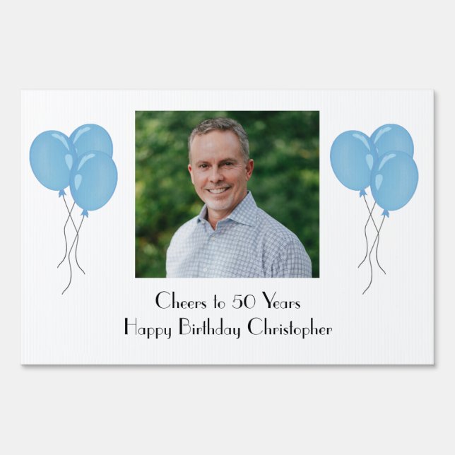 Personalize Photo Birthday Party for Him Her Yard Sign (Back)
