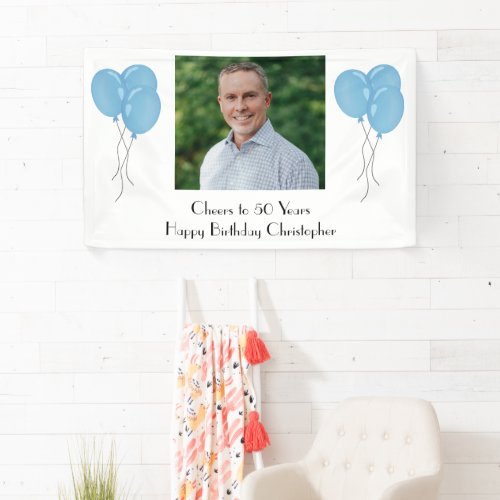 Personalize Photo Birthday Party for Him or Her  Banner