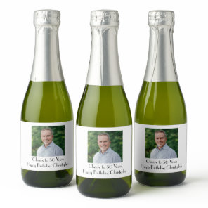 Personalize Photo Birthday Party  Him Her Mini Sparkling Wine Label