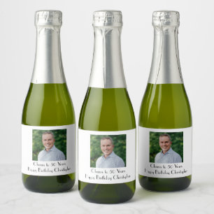 Personalize Photo Birthday Party  Him Her Mini Sparkling Wine Label