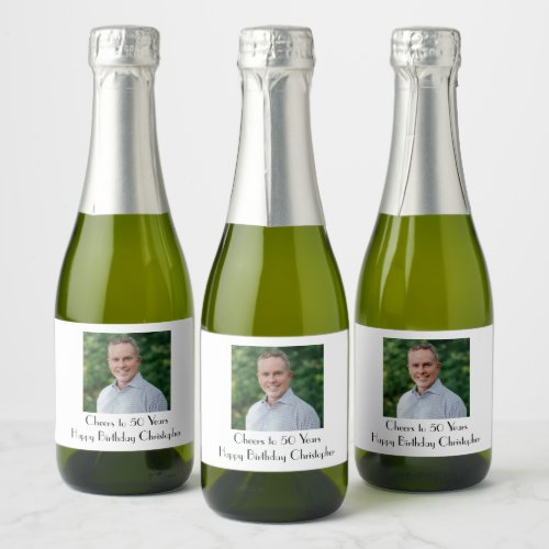 Personalize Photo Birthday Party  Him Her Mini Sparkling Wine Label