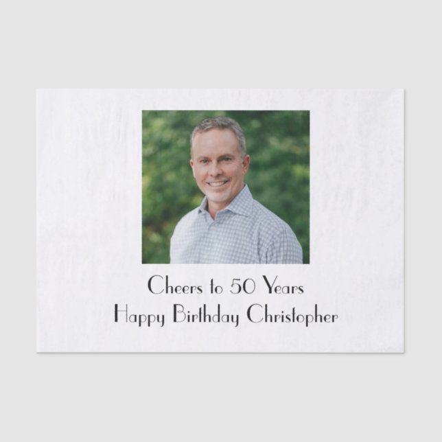 Personalize Photo Birthday Party  Him Her  Tissue Paper (Front)