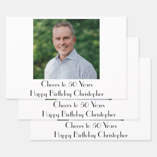 Personalize Photo Birthday Party Him Her  Wrapping Paper Sheets (Set)