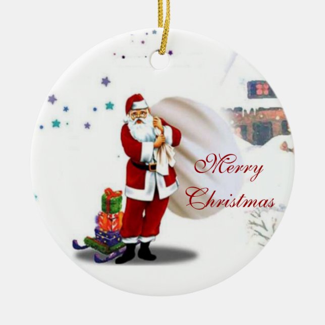 Personalize Photo Ceramic Ornament (Front)