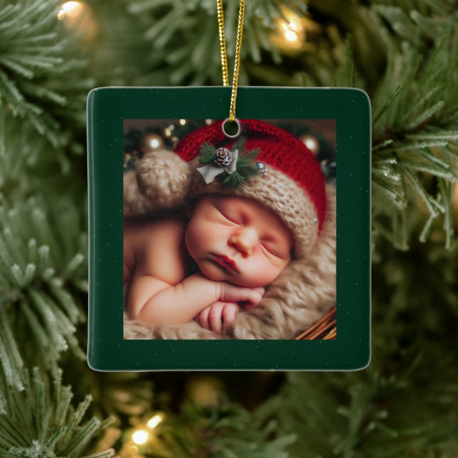 Personalize Photo Ceramic Square Ornament (Tree)