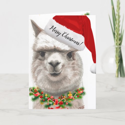 Personalize PHOTO Christmas Card Alpaca Smiles