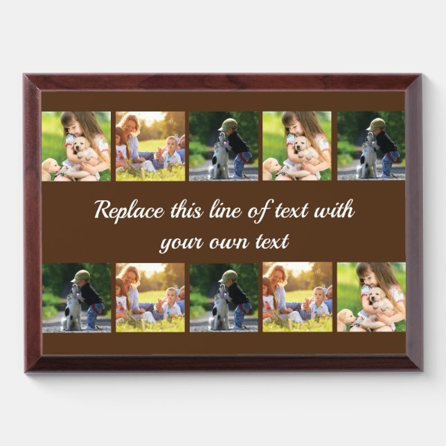Personalize photo collage and text award plaque (Horizontal)