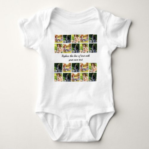 Personalize photo collage and text baby bodysuit