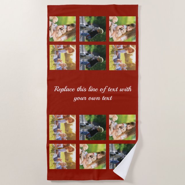 Personalize photo collage and text beach towel (Front)