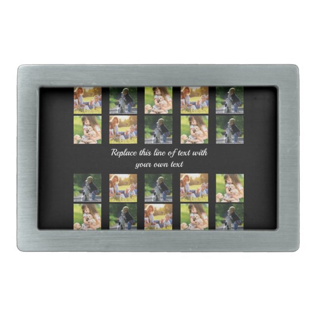 Personalize photo collage and text belt buckle (Front)