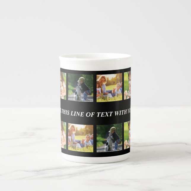 Personalize photo collage and text bone china mug (Front)