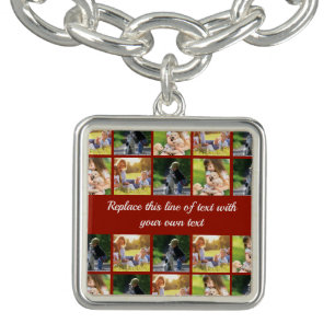 Personalize photo collage and text bracelet