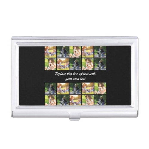 Personalize photo collage and text business card case
