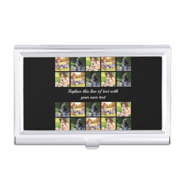 Personalize photo collage and text business card case (Front)