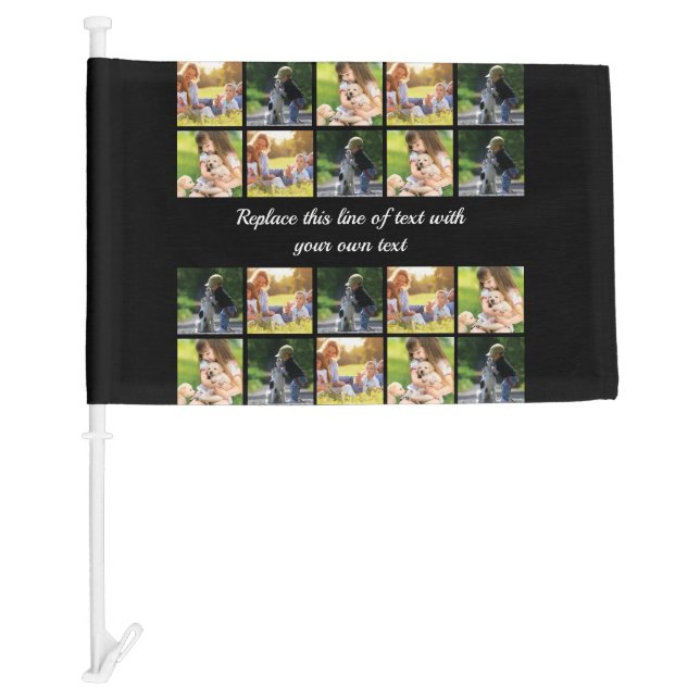 Personalize photo collage and text car flag (Front)