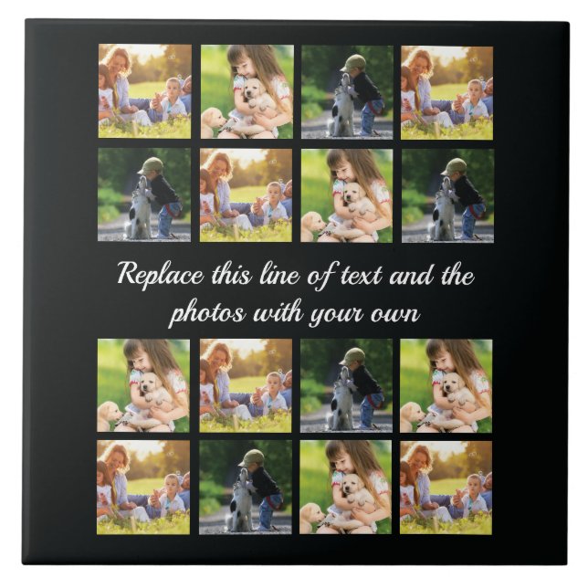 Personalize photo collage and text ceramic tile (Front)