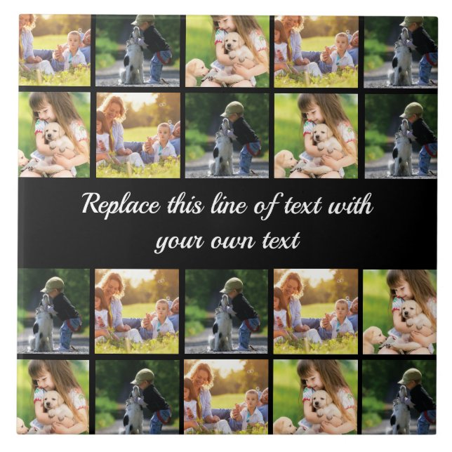 Personalize photo collage and text ceramic tile (Front)
