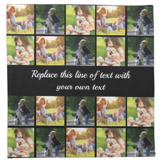 Personalize photo collage and text cloth napkin