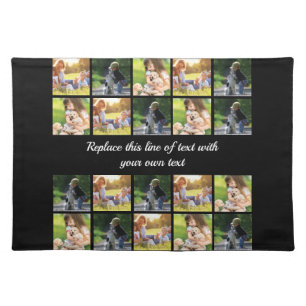 Personalize photo collage and text cloth placemat