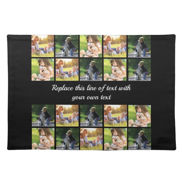 Personalize photo collage and text cloth placemat (Front)