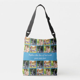 Personalize photo collage and text crossbody bag
