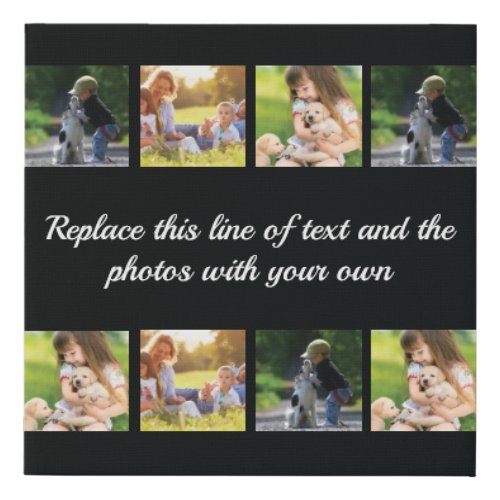Personalize photo collage and text faux canvas pri