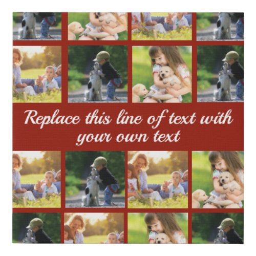 Personalize photo collage and text faux canvas print
