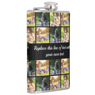 Personalize photo collage and text flask
